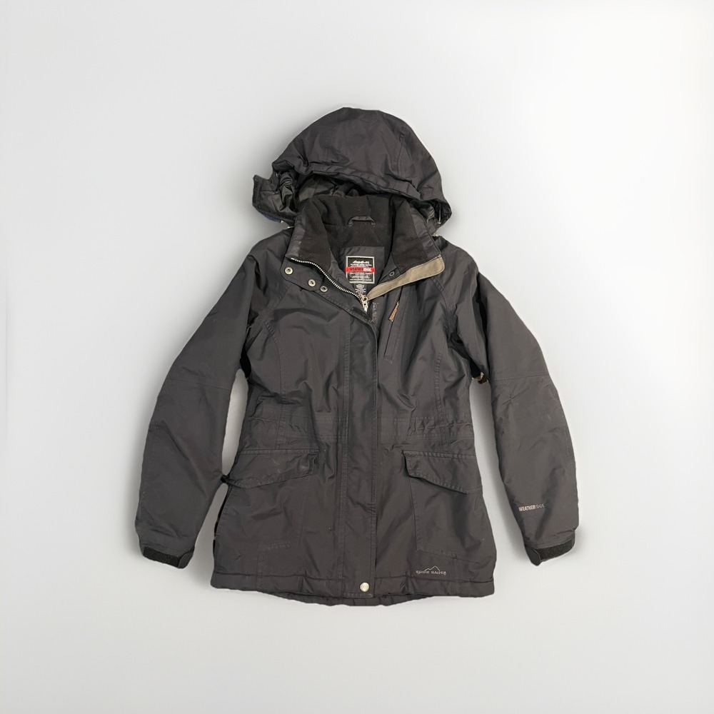 Eddie Bauer Weatheredge XS Down‎ Parka Zip Off Hood Quilted Puffer Coat Jacket